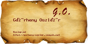 Görheny Oszlár névjegykártya